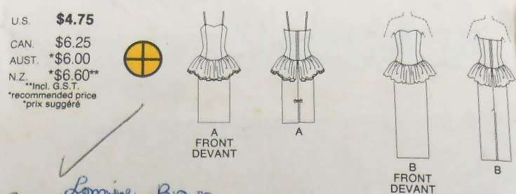 BUTTERICK 4904 DRESS WITH CLOSE FITTING LINED BODICE SIZE 6-8-10 COMPLETE - CUT TO 10