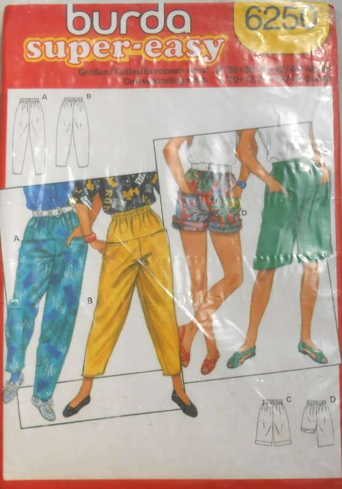 BURDA 6250  BAGGY LONGS & SHORTS SIZE 8/10-20/40 COMPLETE