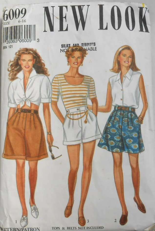 NEW LOOK PATTERNS 6009 SHORTS SIZE 6-16 COMPLETE-PAGE 1 - 2 SEWING INSTRUCTIONS NOT SUPPLIED