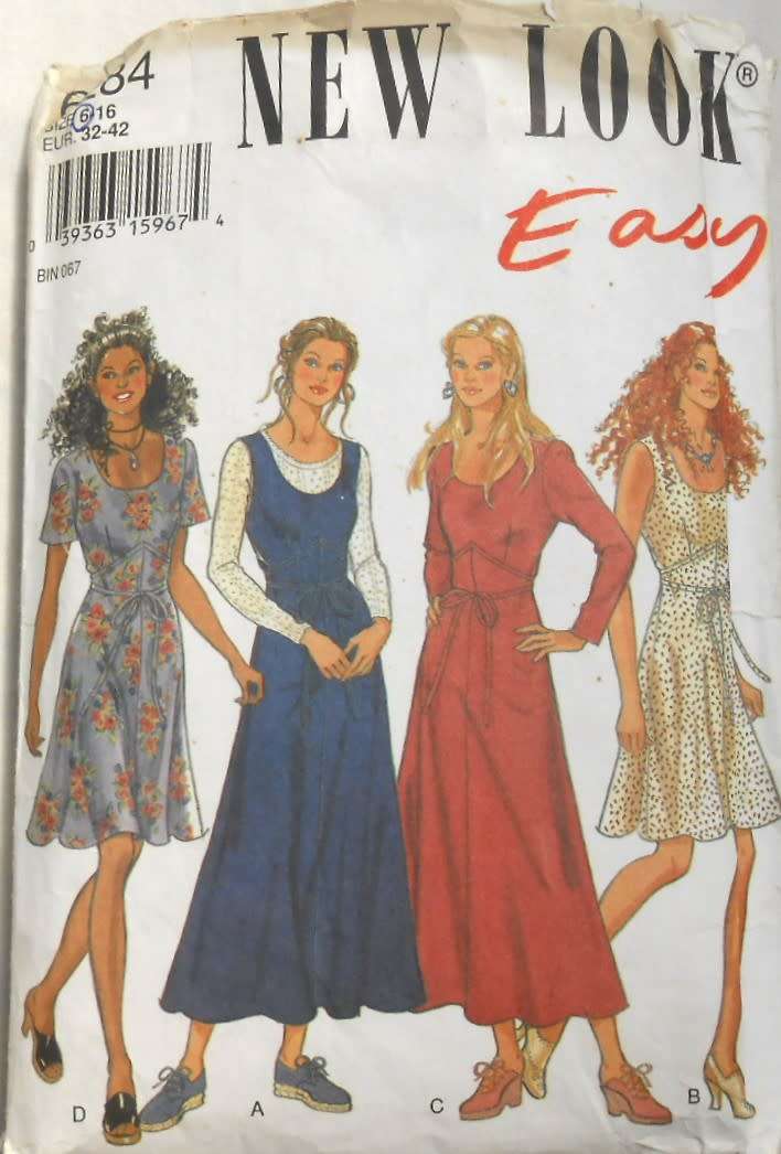 NEW LOOK PATTERNS 6284 FLARED DRESS SIZE 6-16 COMPLETE-CUT TO 6/8