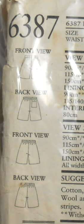 NEW LOOK PATTERNS 6387 MENS SHORTS SIZE 30-39 COMPLETE-UNCUT-F/FOLDED