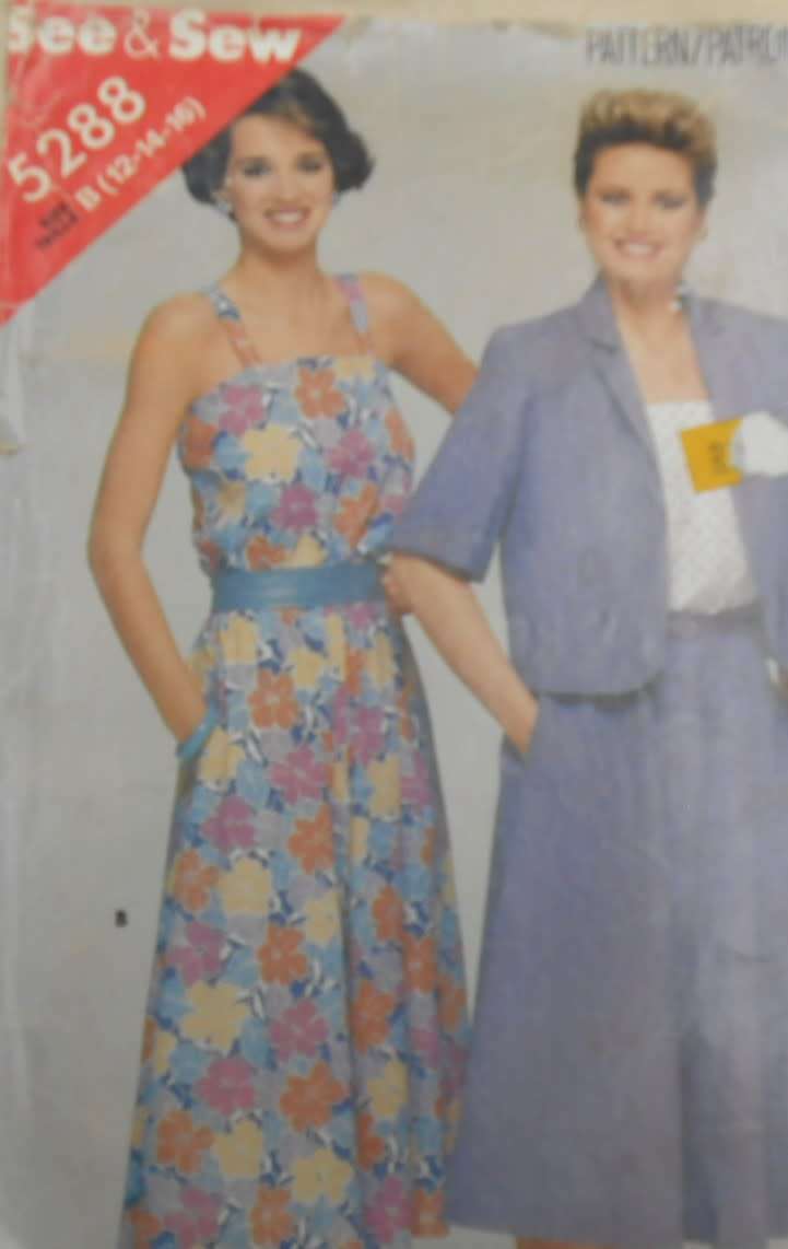 BUTTERICK 5288 DRESS & JACKET SIZE 12-14-16 COMPLETE-UNCUT-F/FOLDED-ENVELOPE