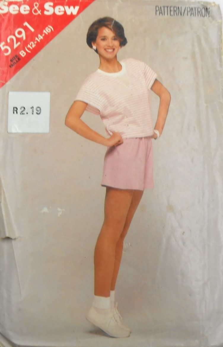 BUTTERICK 5291 TOP & SHORTS - SIZE 12-14-16 COMPLETE-CUT TO SIZE 16 ZIPLOC