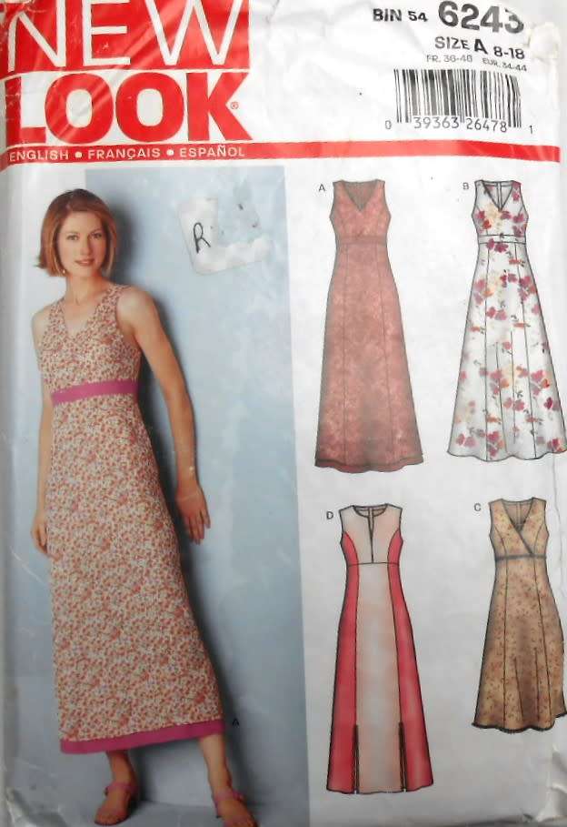 NEW LOOK PATTERNS 6243 STUNNING DRESSES WITH BODICE VARIATIONS SIZES 8-18 COMPLETE