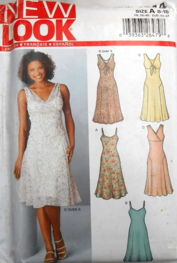 NEW LOOK PATTERNS 6244 STUNNING DRESSES WITH BODICE VARIATIONS SIZES 8-18 COMPLETE-UNCUT-F/FOLDED