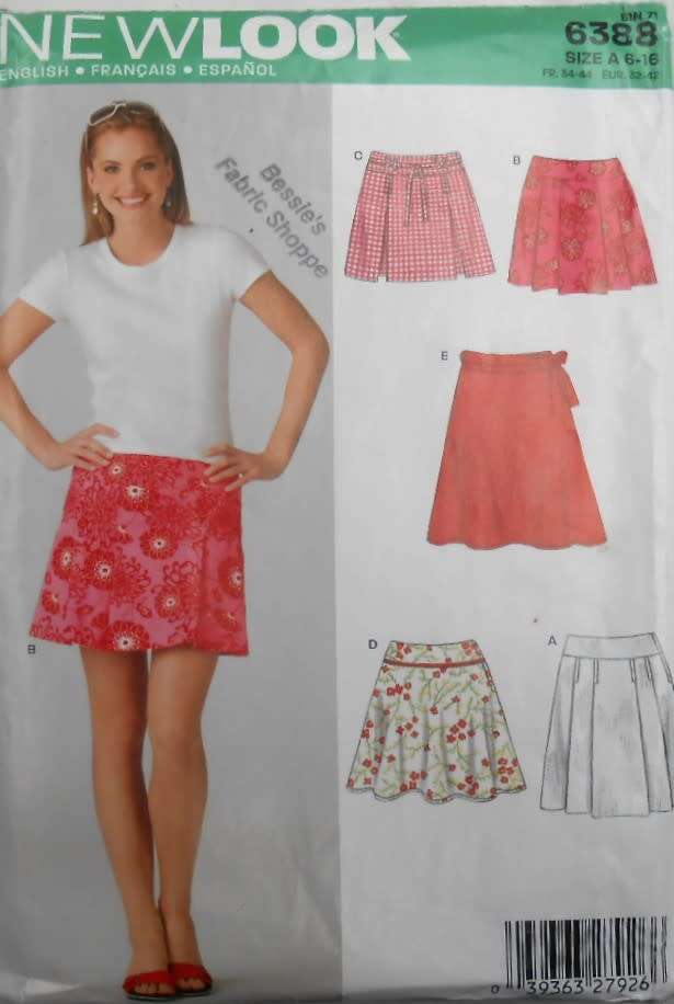 NEW LOOK PATTERNS 6388 SET OF SKIRTS SIZES 6-16 COMPLETE-UNCUT-F/FOLDED