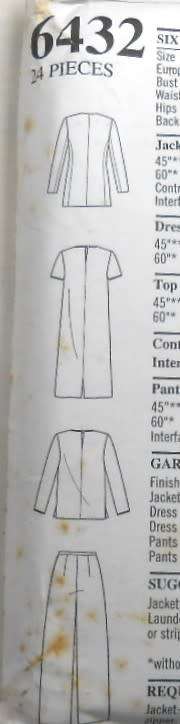 NEW LOOK PATTERNS 6432 JACKET-TOP-DRESS-PANTS SIZES 6-16 COMPLETE-PART CUT TO 14