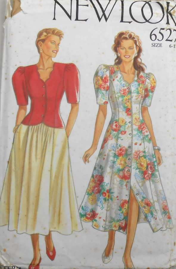 NEW LOOK PATTERNS 6527 TOP & DRESS SWEETHEART SHAPED NECK+SKIRT SIZE 6-18 COMPLETE-CUT TO 18