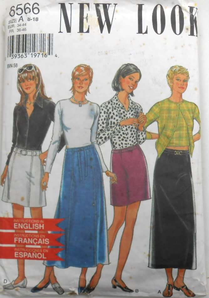 NEW LOOK PATTERNS 6566 SET OF SKIRTS + BELTS SIZE 8-18 COMPLETE CUT TO 18