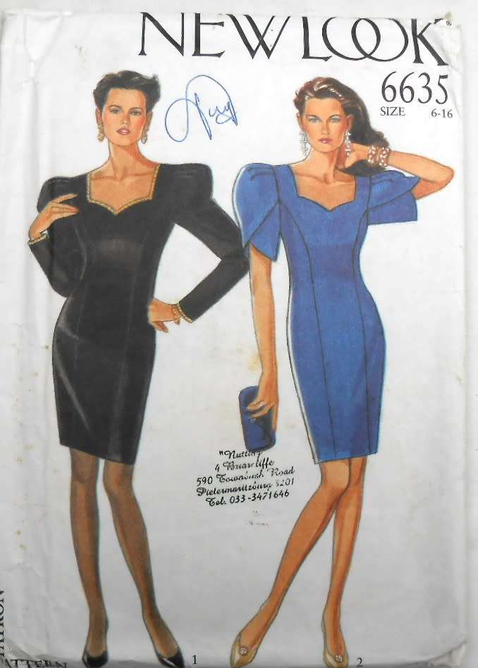 NEW LOOK PATTERNS  6635 DRESS WITH PUFF SLEEVES SIZE 6-16 COMPLETE-CUT TO 16