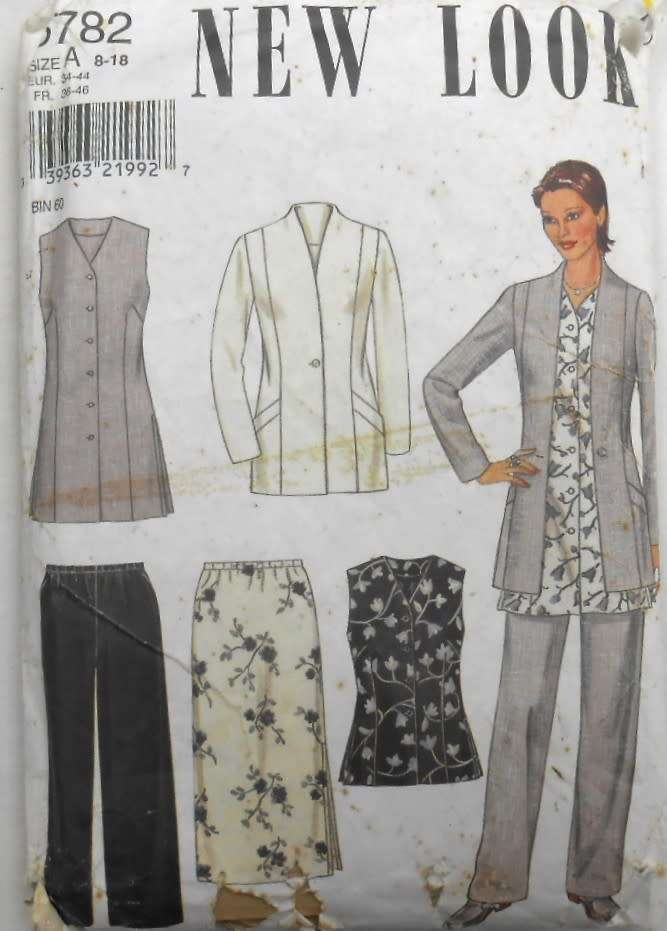 NEW LOOK PATTERNS 6782 JACKET-TOPS-PANTS-SKIRT SIZE 6-18 - NO JACKET SUPPLIED