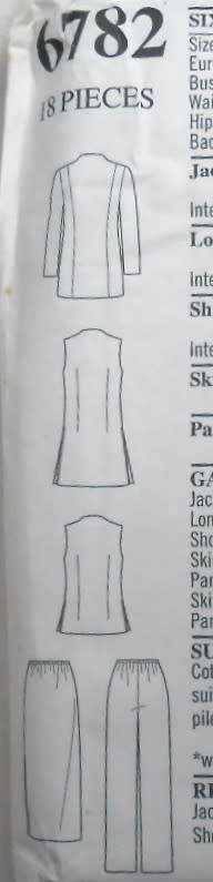 NEW LOOK PATTERNS 6782 JACKET-TOPS-PANTS-SKIRT SIZE 6-18 - NO JACKET SUPPLIED
