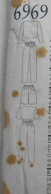 NEW LOOK PATTERNS 6969 SHORT JACKET-PANTS-SHORTS SIZE 8-18- COMPLETE-CUT TO SIZE 18