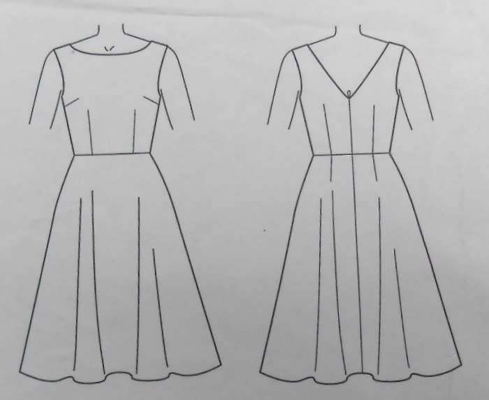 VOGUE AMERICAN DESIGNER V1422 LINED DRESS WITH FITTED BODICE  SIZE 6-8-10-12-14 COMPLETE-CUT TO 14