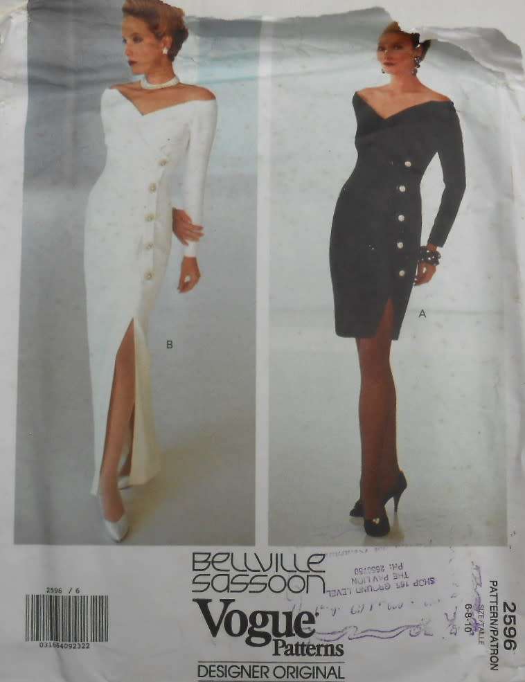 VOGUE DESIGNER-BELLVILLE SASSOON 2596 CLOSE FITTING LINED DRESS  SIZE 6-8-10 COMPLETE-CUT TO 10