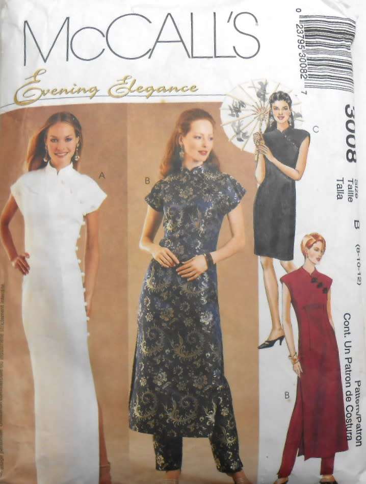 McCALLS 3008 DRESS WITH STAND UP COLLAR-PANTS  SIZE 8-10-12 COMPLETE-CUT TO 12