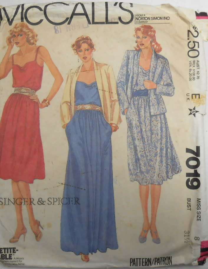 McCALLS 7019 JACKET & DRESS SIZE 8 BUST 32 1/2 COMPLETE