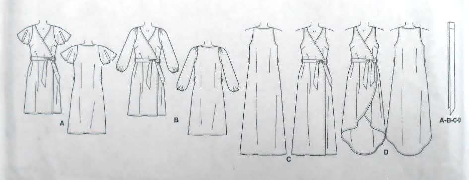 McCALLS M 7406 FITTED WRAPPED DRESSES & BELT SIZE 14-16-18-20-22 COMPLETE-CUT TO 22