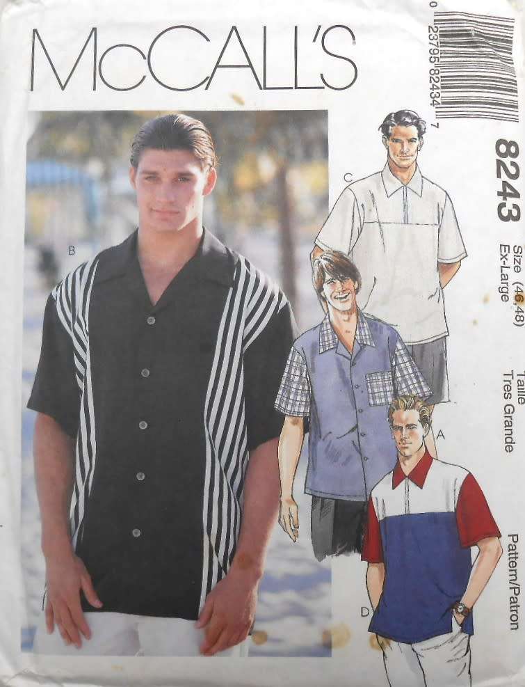 McCALLS 8243 MENS CASUAL SHIRT SIZE EX-LARGE 46-48 COMPLETE