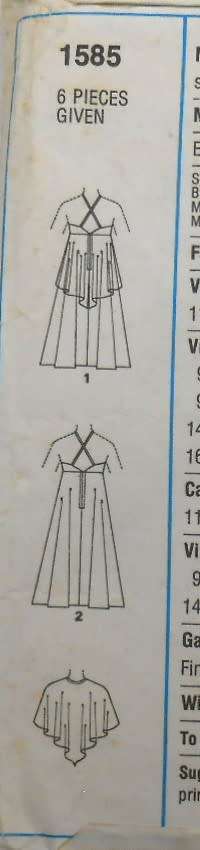 STYLE 1585 LINED DRESS WITH SHAPED HIGH BODICE & CAPE SIZE 10 BUST 82 CM - COMPLETE-ZIPLOC