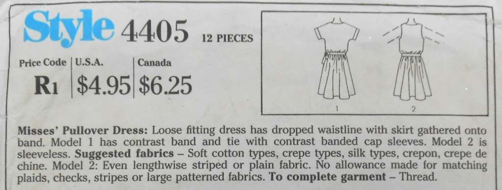 STYLE 4405 PULLOVER DRESS SIZE 14-16-18 COMPLETE