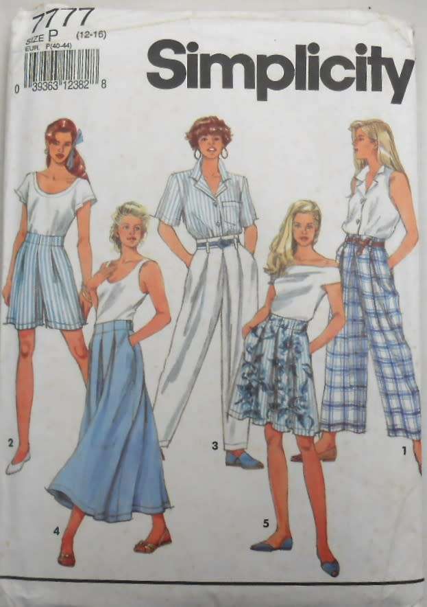 SIMPLICITY 7777 SET OF SKIRTS-PANTS-SHORTS SIZE 12-16 SEE LISTING