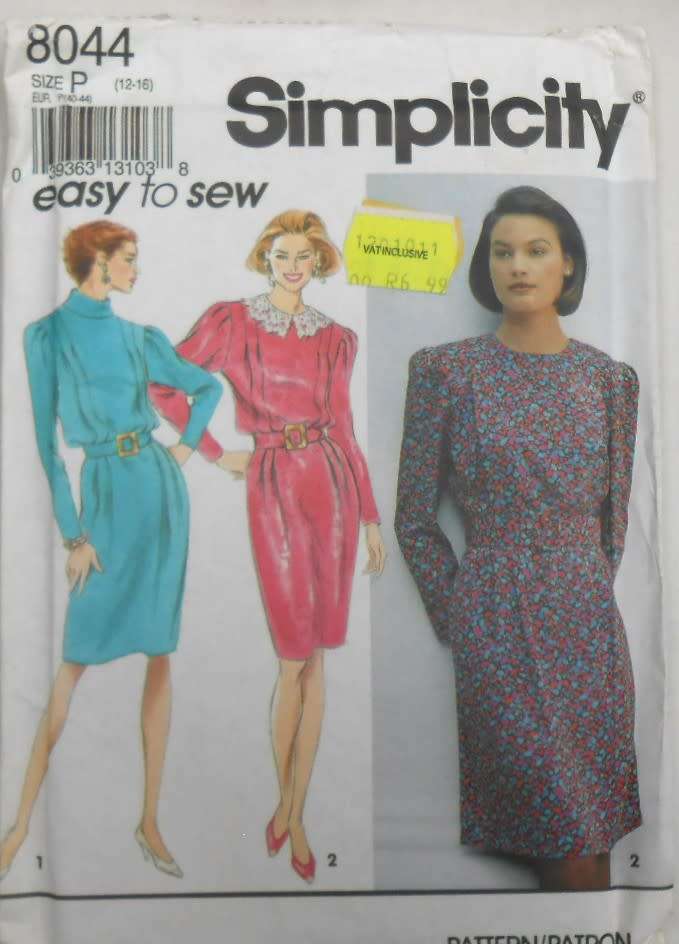 SIMPLICITY 8044 DRESS WITH BELT SIZE 12-16 COMPLETE-UNCUT-F/FOLDED