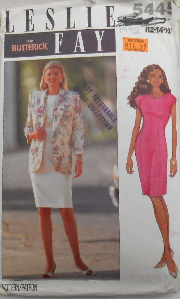 BUTTERICK 5445 JACKET & DRESS SIZE 12-14-16 COMPLETE-CUT TO SIZE 14