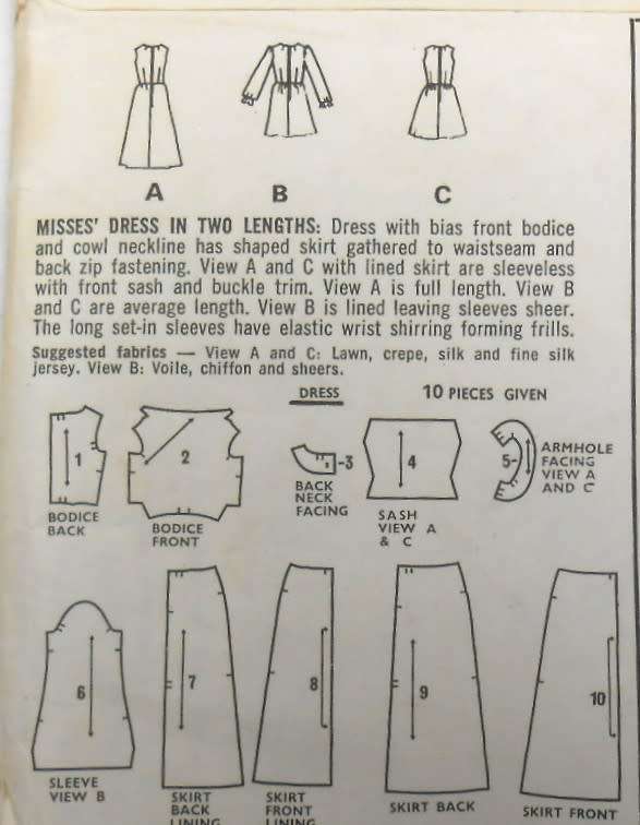 VINTAGE STYLE 2332 DRESS IN 2 LENGTHS SIZE 12 BUST 34 COMPLETE