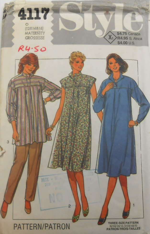 STYLE 4117 MATERNITY PULLOVER DRESS OR TUNIC SIZE 12-14-16 COMPLETE-UNCUT-F/FOLDED