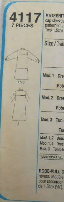 STYLE 4117 MATERNITY PULLOVER DRESS OR TUNIC SIZE 12-14-16 COMPLETE-UNCUT-F/FOLDED