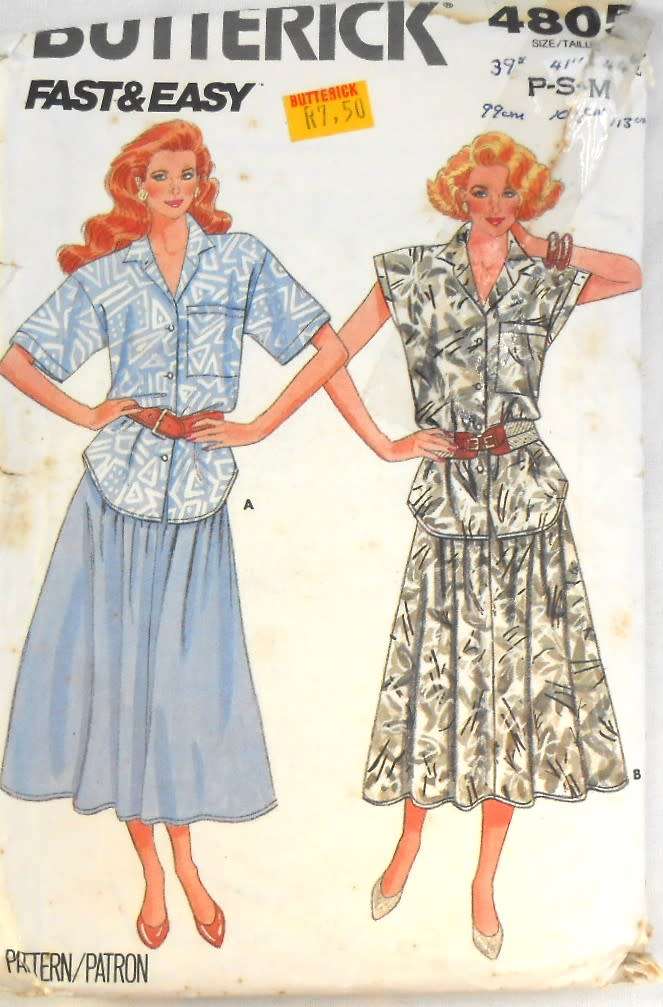 BUTTERICK 4805 TOP & SKIRT SIZEP-S-M (6-14) COMPLETE
