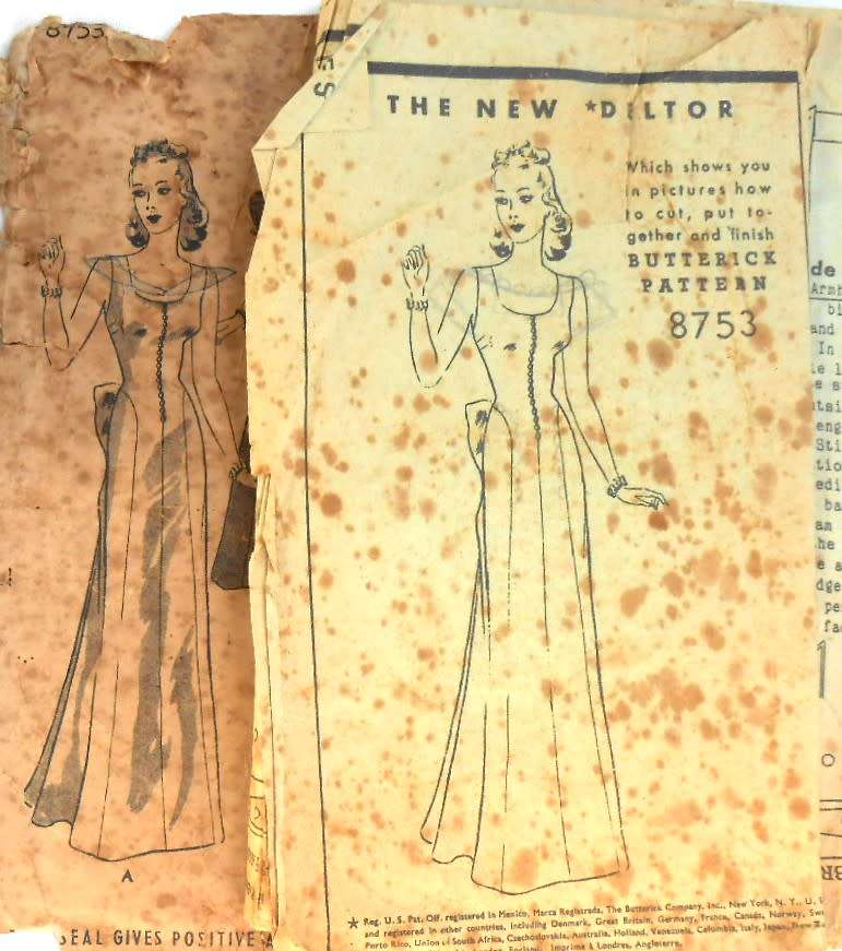 VERY VINTAGE BUTTERICK 8751 LADIES GOWN SIZE 14 BUST 32 COMPLETE-ZIPLOC BAG