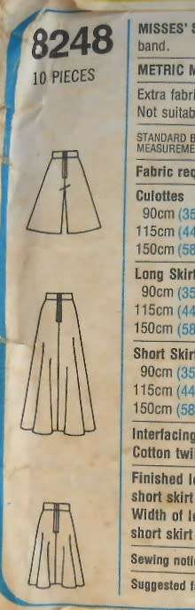 SIMPLICITY 8248 SKIRT IN 2 LENGTHS & CULOTTES SIZE 12 BUST 87 CM SEE LISTING-ZIPLOC