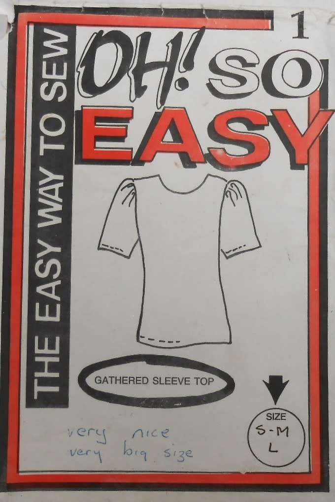 OH SO EASY PATTERN 1 GATHERED SLEEVE TOP SIZE S-M-L (8-18)` COMPLETE - NO SEWING INSTRUCT