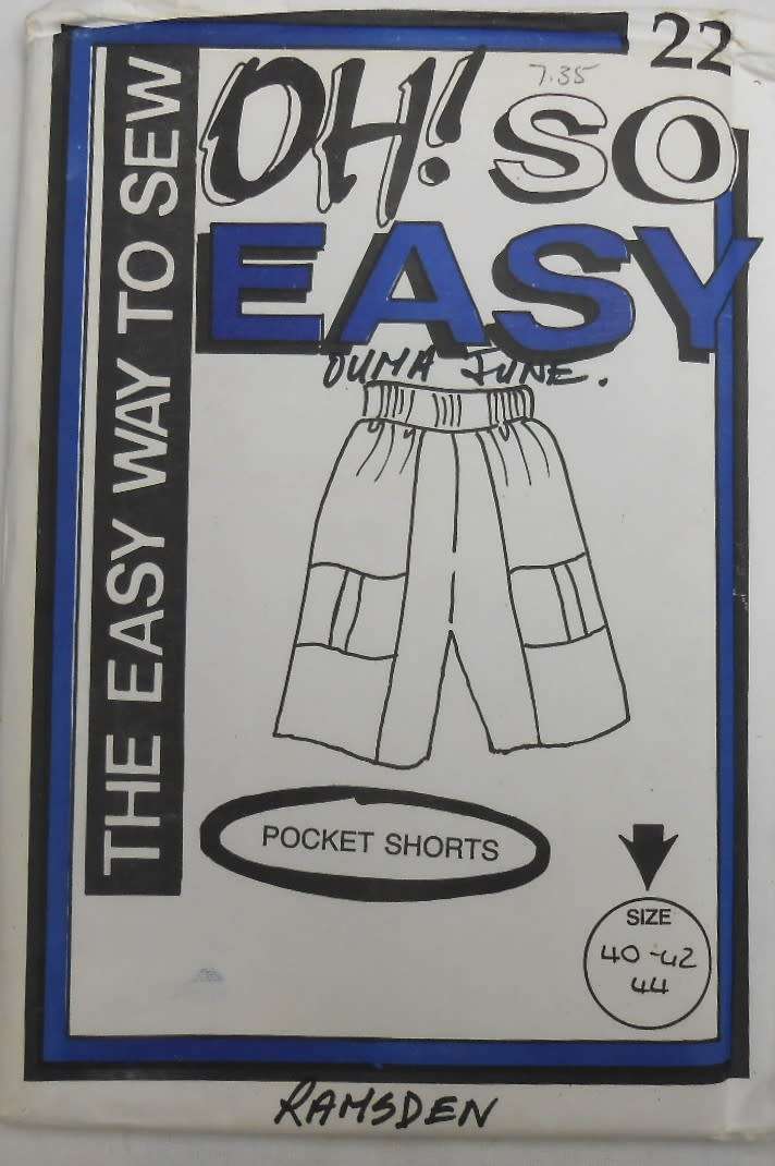 OH SO EASY PATTERN 22  POCKET SHORTS` SIZE 40-42-44  COMPLETE-UNCUT-F/FOLDED