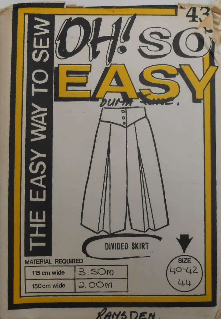 OH SO EASY PATTERN 43  DIVIDED SKIRT` SIZE 40-42-44  COMPLETE-UNCUT-F/FOLDED