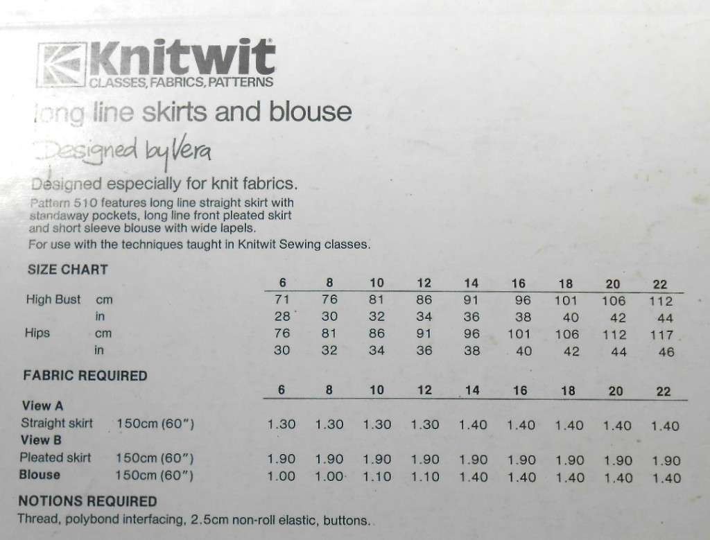 KNITWIT DESIGNER PATTERN 510 - LONG LINE SKIRTS & BLOUSE SIZES 6 - 22