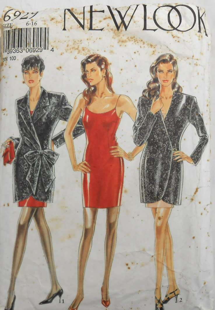 NEW LOOK PATTERNS 6929 SHOESTRING STRAP DRESS & WRAP COAT SIZE 6-16 COMPLETE CUT TO 16