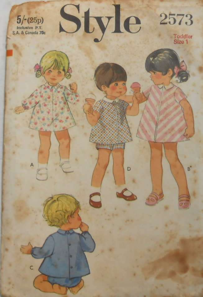 STYLE 2573 TODDLERS DRESS-TOP-PANTS SIZE-1 YEARS COMPLETE-UNCUT-F/FOLDED