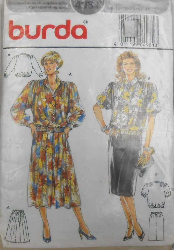 BURDA 4981 TPS & SKIRTS SIZE 14-24 COMPLETE