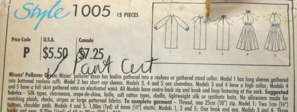 STYLE 1005 - PULLOVER DRESS SIZE 6-8-10-12 COMPLETE-PART CUT