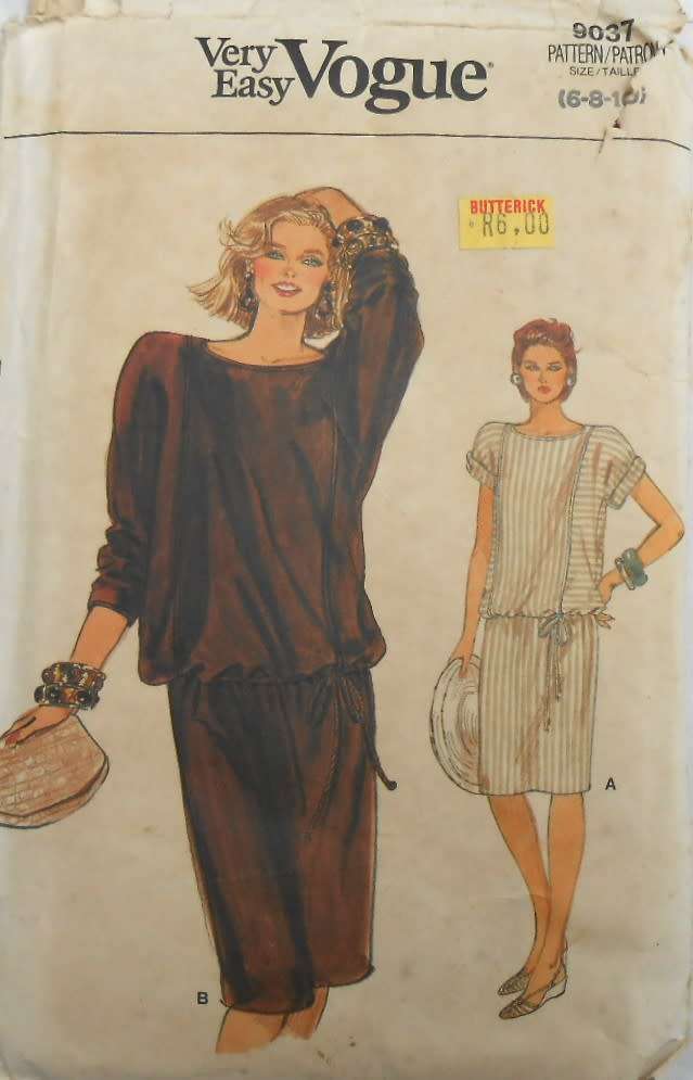 VOGUE 9037 VERY LOOSE FITTING PULLOVER DRESS SIZE 6-8-10  COMPLETE-ZIPLOC-CUT TO 8
