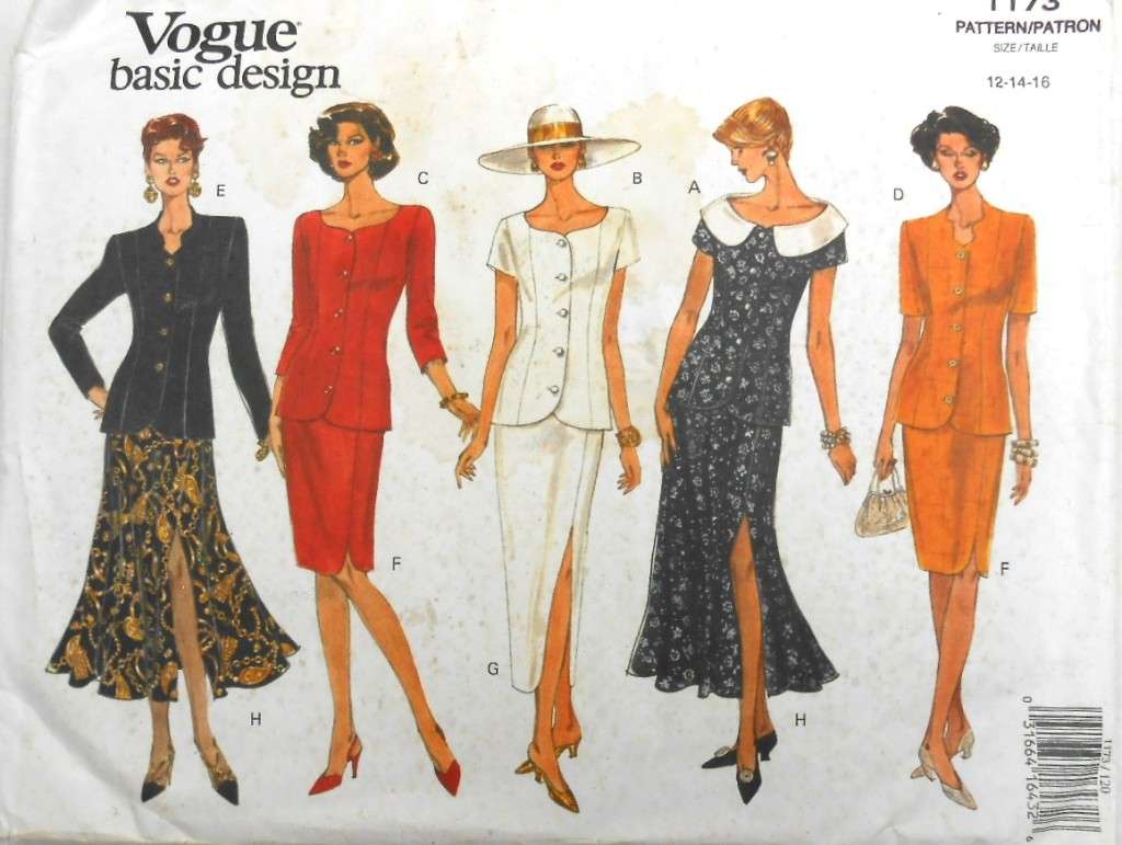 VOGUE 1173 TOPS & SKIRTS SIZE 12-14-16 COMPLETE-MOSTLY CUT-CUT TO 16