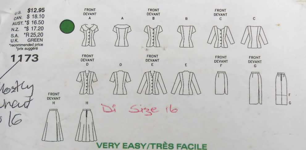 VOGUE 1173 TOPS & SKIRTS SIZE 12-14-16 COMPLETE-MOSTLY CUT-CUT TO 16