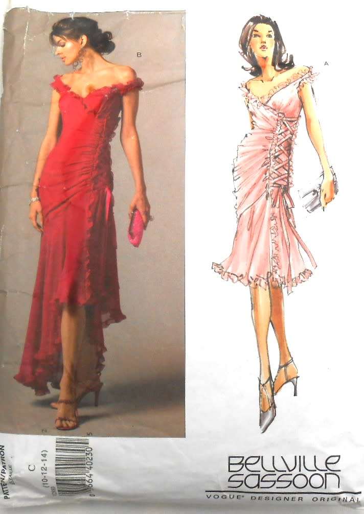 VOGUE V2880 BELVILLE SASSOON - FLARED LINED DRESS WITH RUFFLES SIZE-10-12-14 SEE LISTING