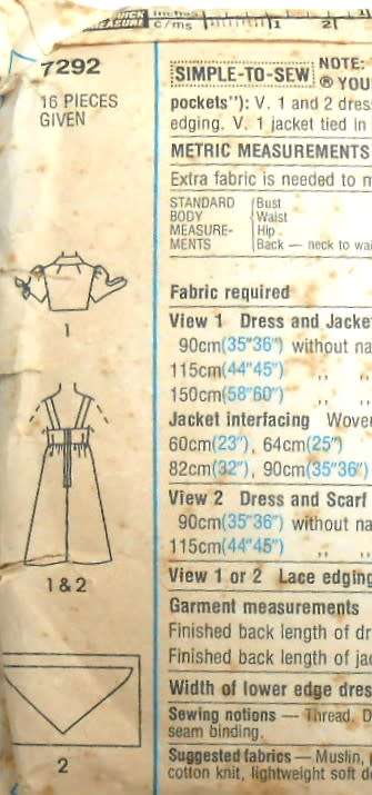 SIMPLICITY 7292- DRESS-UNLINED JACKET-SCARF SIZE 12 COMPLETE