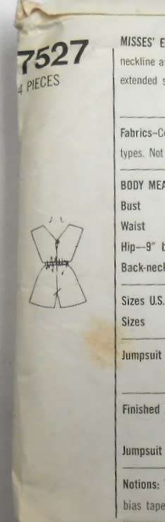 SIMPLICITY 7527-PULLOVER JUMPSUIT SIZE 8-10-12 COMPLETE-CUT TO 12