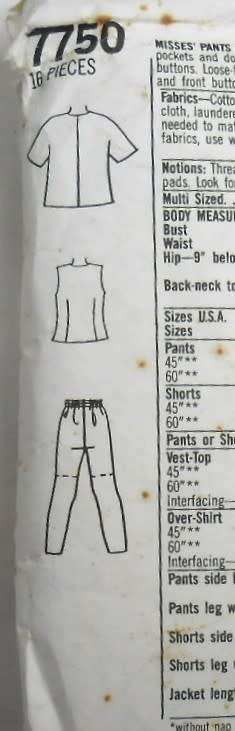 SIMPLICITY 7750 PANTS-SHORTS-VEST/TOP-OVER SHIRT SIZE 6-12 COMPLETE