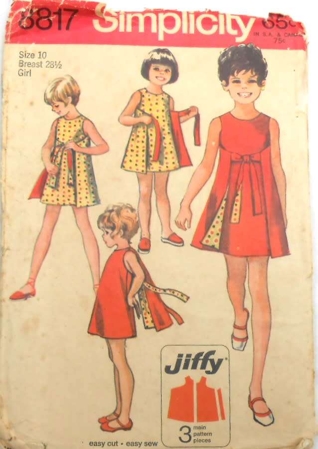 SIMPLICITY 8817 GIRLS REVERSIBLE DRESS SIZE 10 YEARS BREAST 28 1/2 COMPLETE